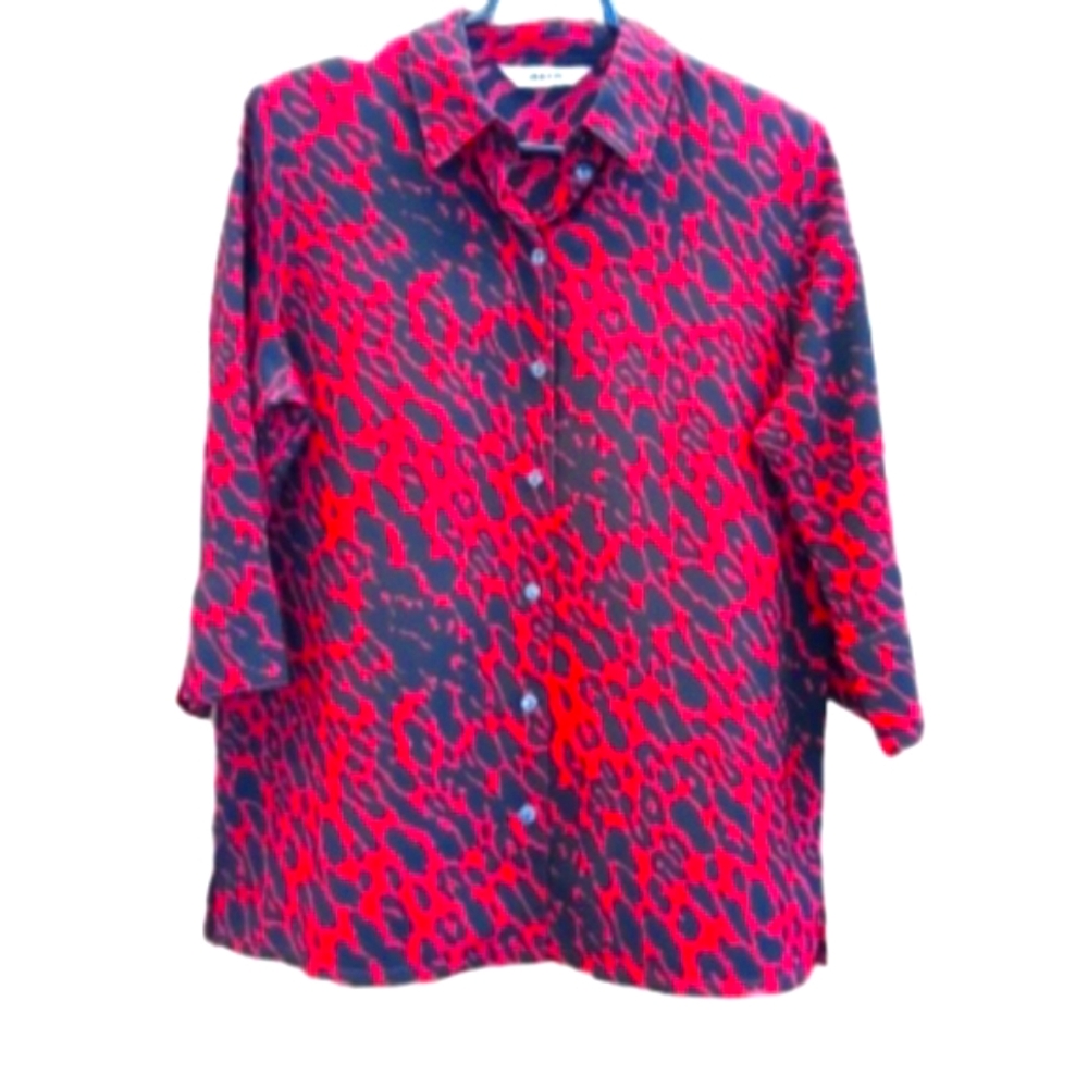 ALIA Leopard Print 3/4 Sleeve Blouse | EUC | Button-down